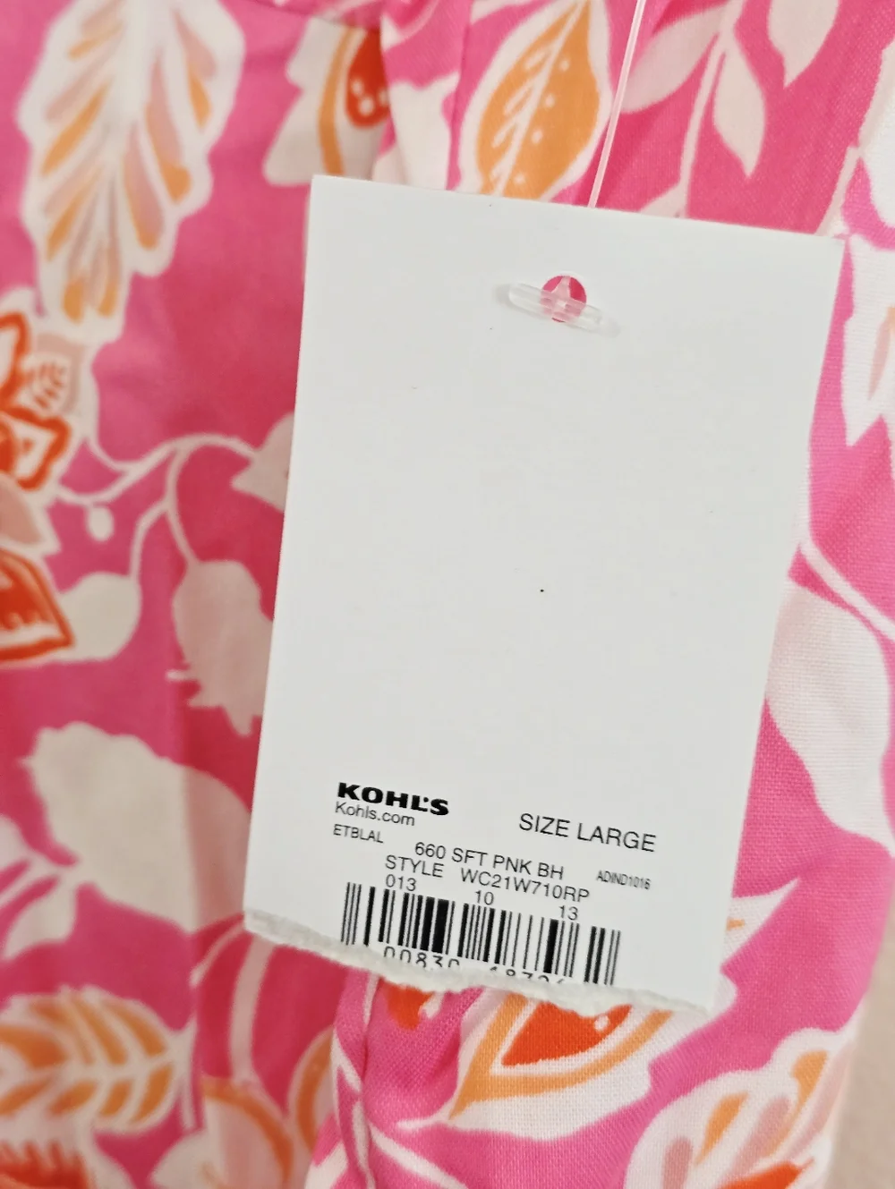 Croft & Barrow Pink and Orange Floral Button Front Top - Picture 7 of 7